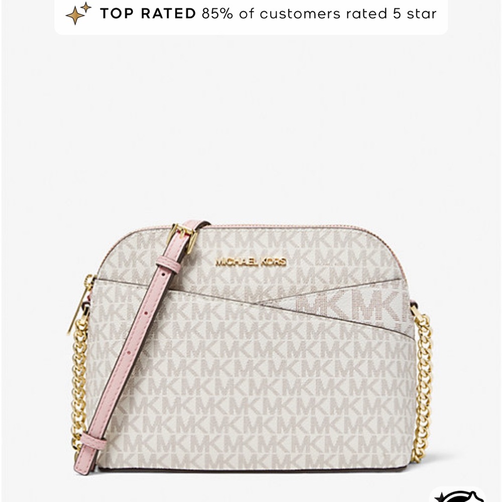 Michael Kors Jet Set Travel Medium Dome Crossbody Bag -  Vanilla And Pink